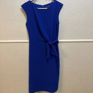 Tahari ASL Women Cobalt Blue Side Tie Crepe Sheath Dress Size 8
